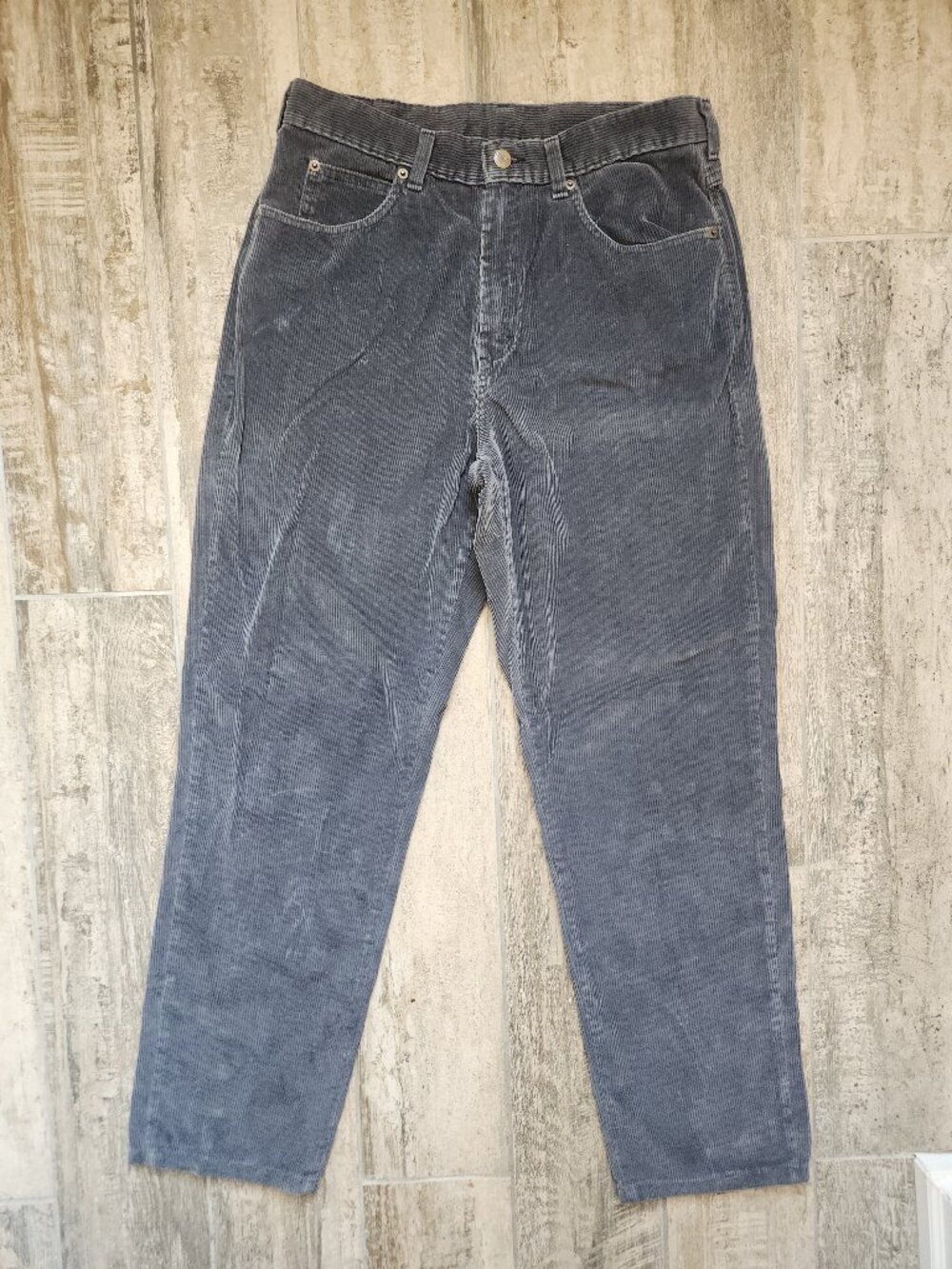 L L Bean Womens Corduroy Pants Gray Loose Fit High Rise Size 30x30 Made in USA